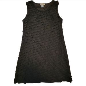 Davina Black Ruffle Sheath Stretchy Dress Back Slit Size XL